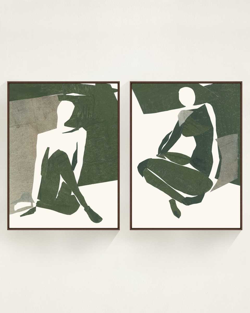 "Seeing Green" Framed Giclees by Bella Lane, 25" x 33" - Set of 2