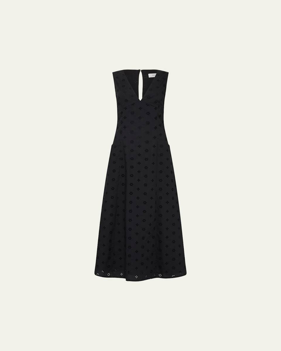 Broderie Plunge Maxi Dress