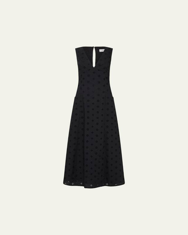 Broderie Plunge Maxi Dress