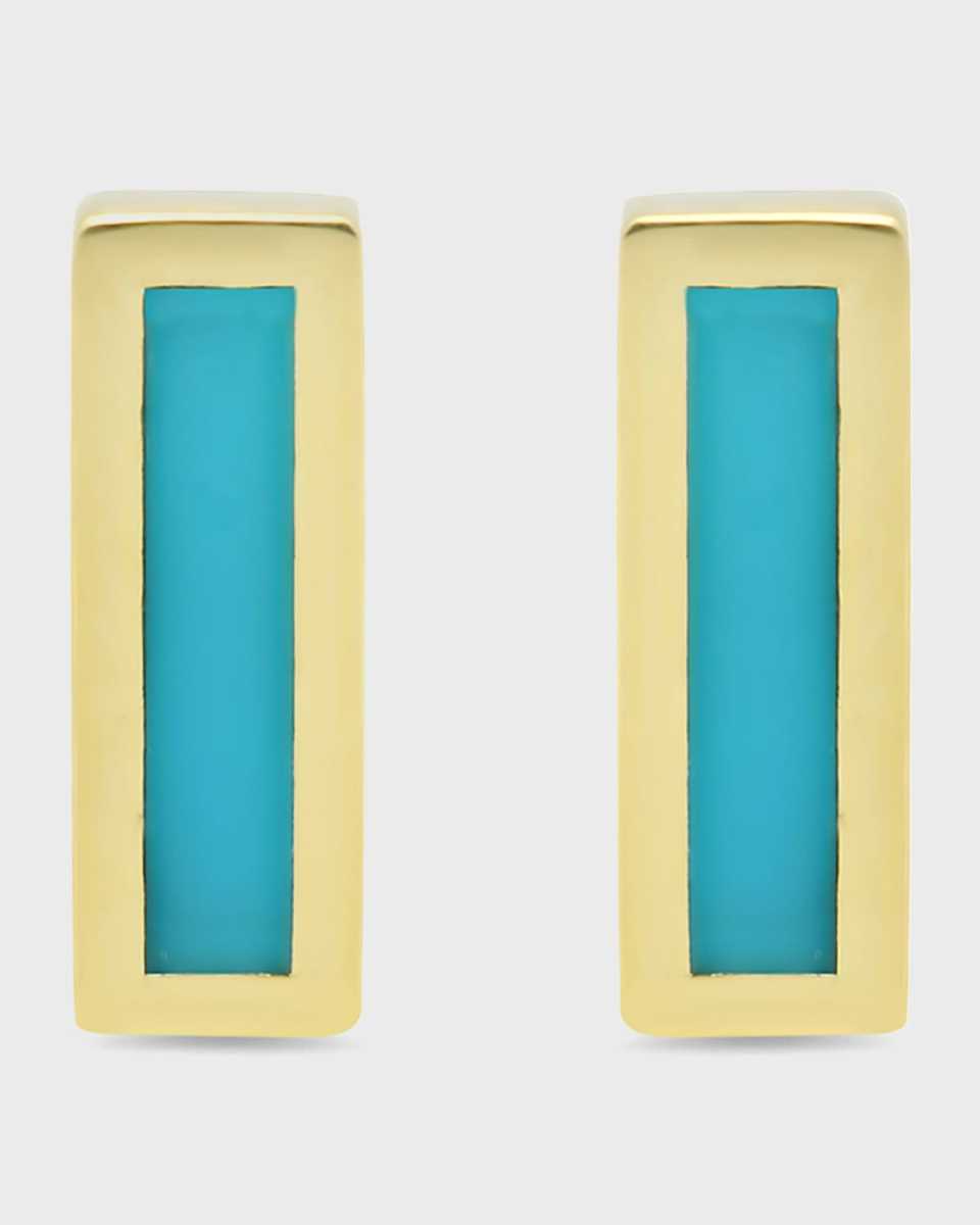 18k Inlay Bar Stud Earrings
