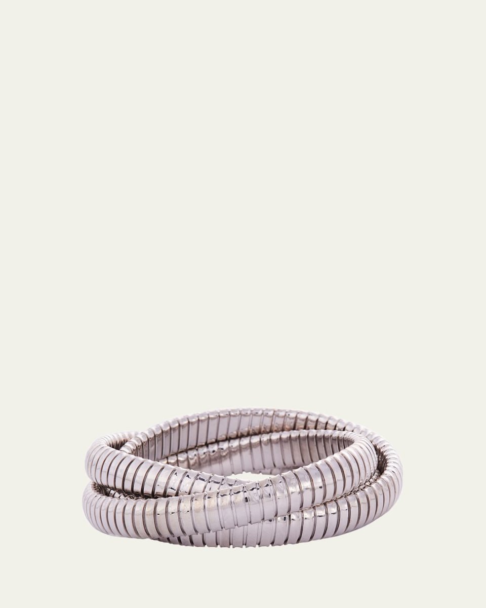 18K White Gold 3 Band 9mm Rolling Bracelet