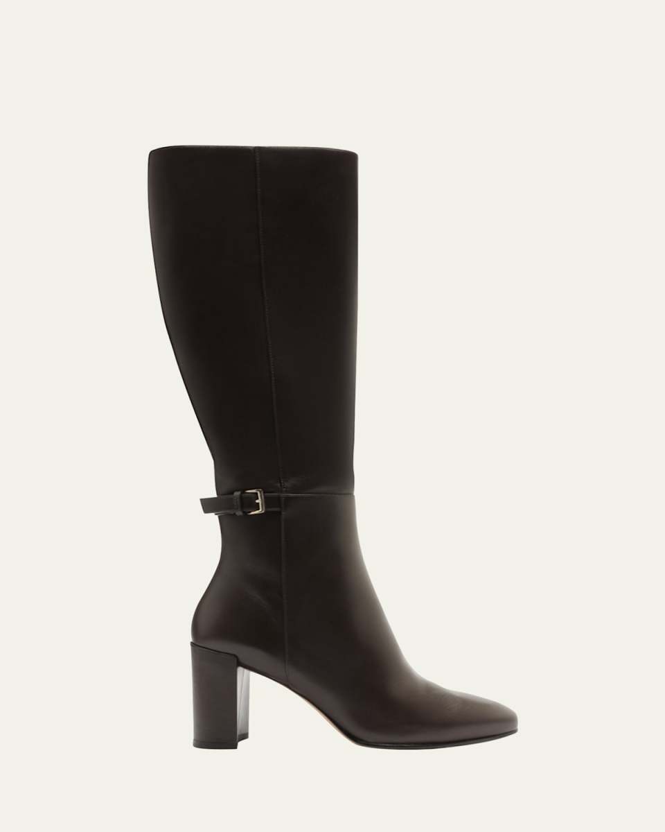 Candance Leather Buckle Knee Boots