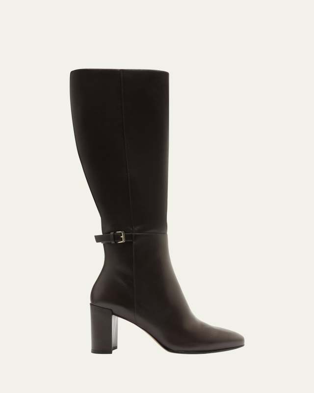 Candance Leather Buckle Knee Boots