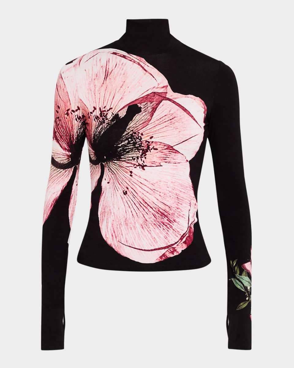 Luna Floral Delaina Long-Sleeve Turtleneck Top