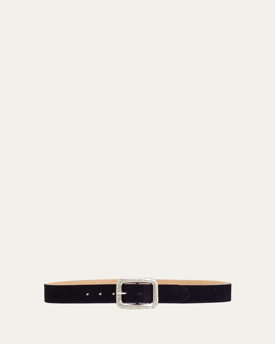 Antique Calf Hair Skinny Belt