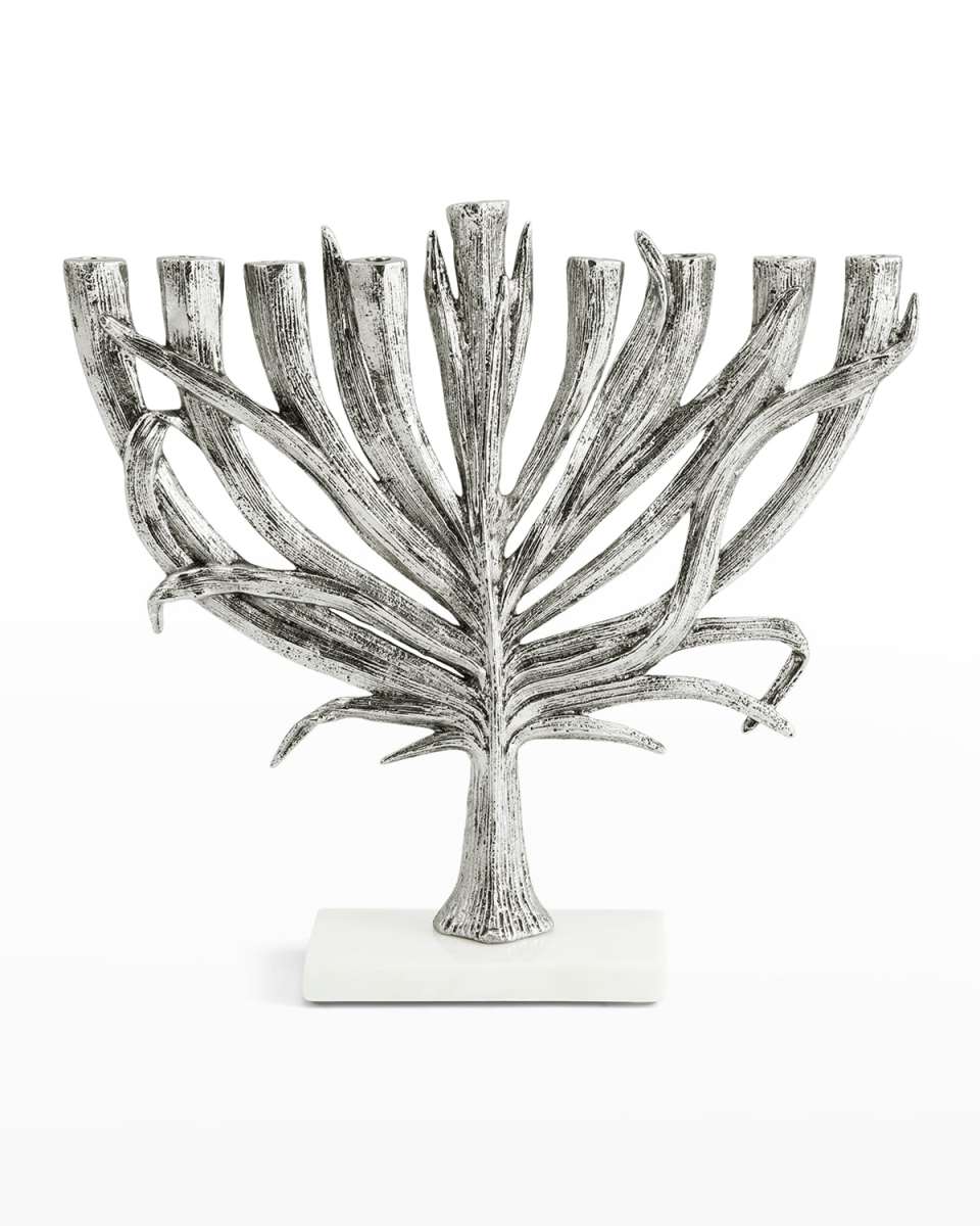 Palm Nickel-Plated Small Menorah