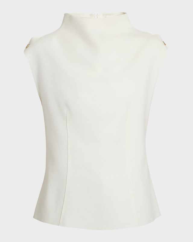 Era Mock-Neck Cap-Sleeve Top