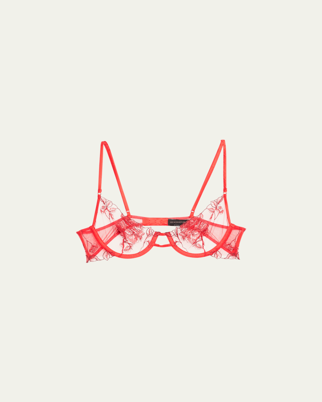 Dominique Floral-Embroidered Demi Bra