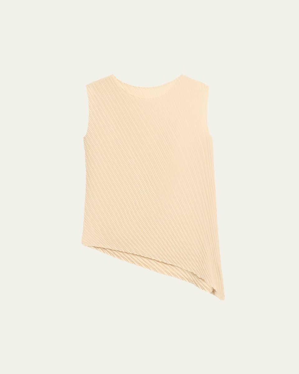 Compound Pleats Sleeveless Asymmetric Top