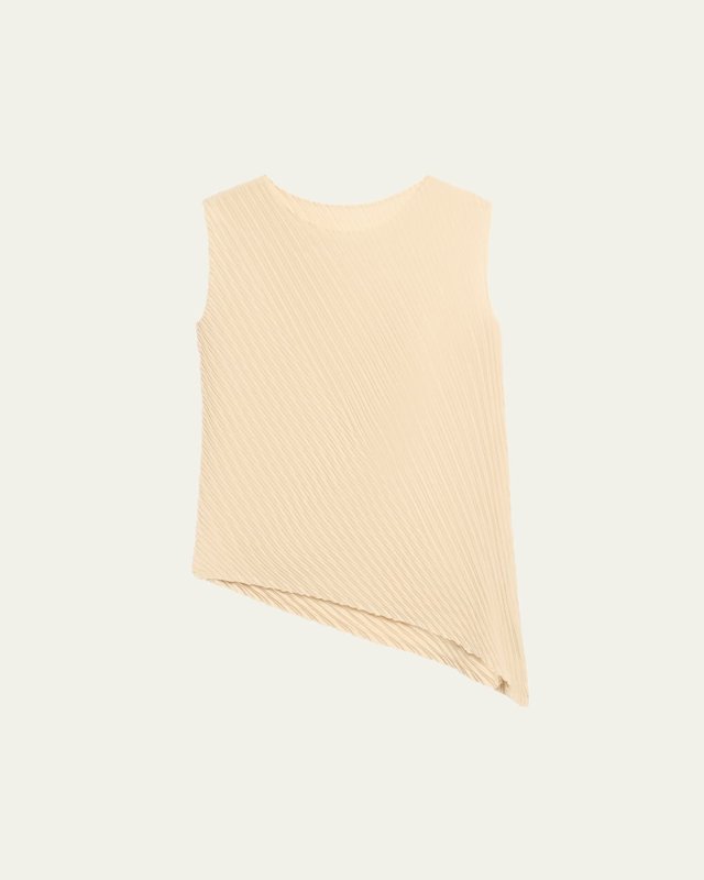 Compound Pleats Sleeveless Asymmetric Top