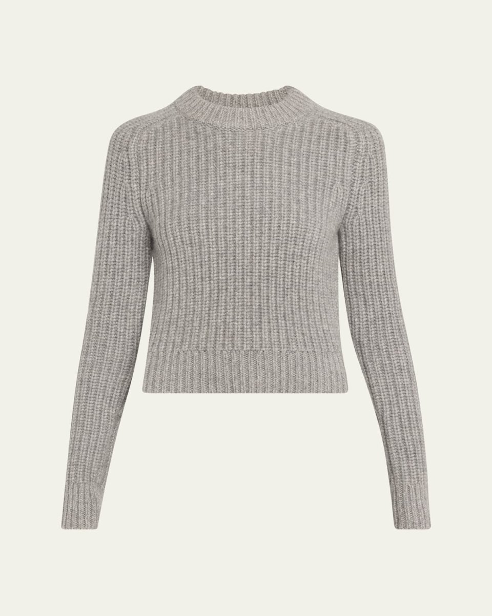 Cropped Rib Cashmere Sweat