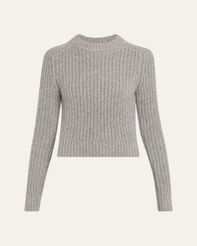 Cropped Rib Cashmere Sweat