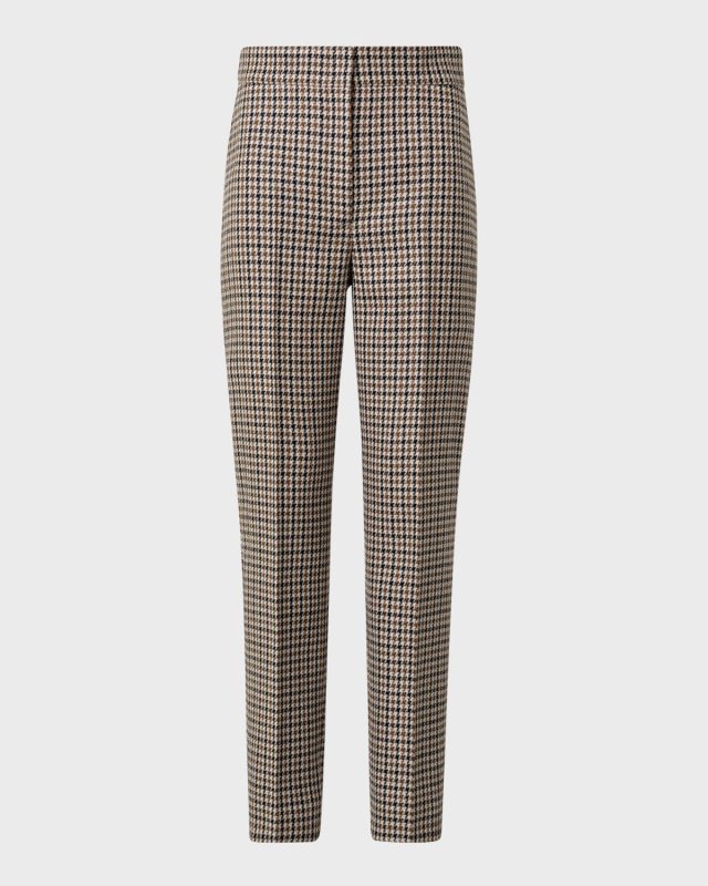 Feryn Houndstooth Shetland Tweed Tapered-Leg Ankle Pants