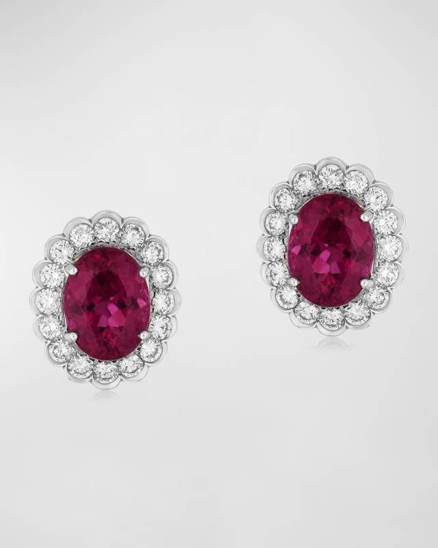 18K White Gold Diamond and Pink Tourmaline Earrings