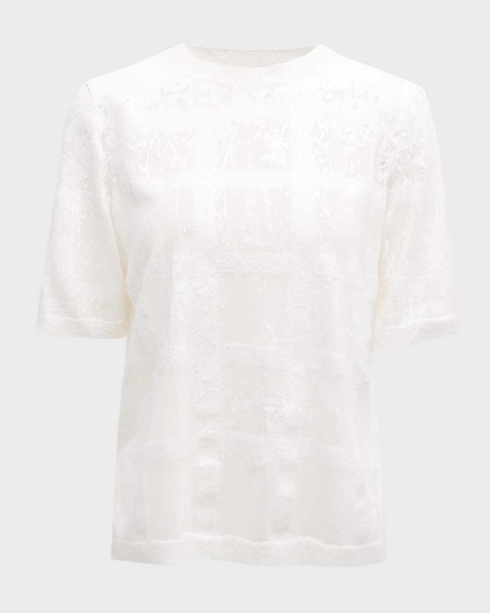 Elbow-Sleeve Intarsia Crewneck Sweat
