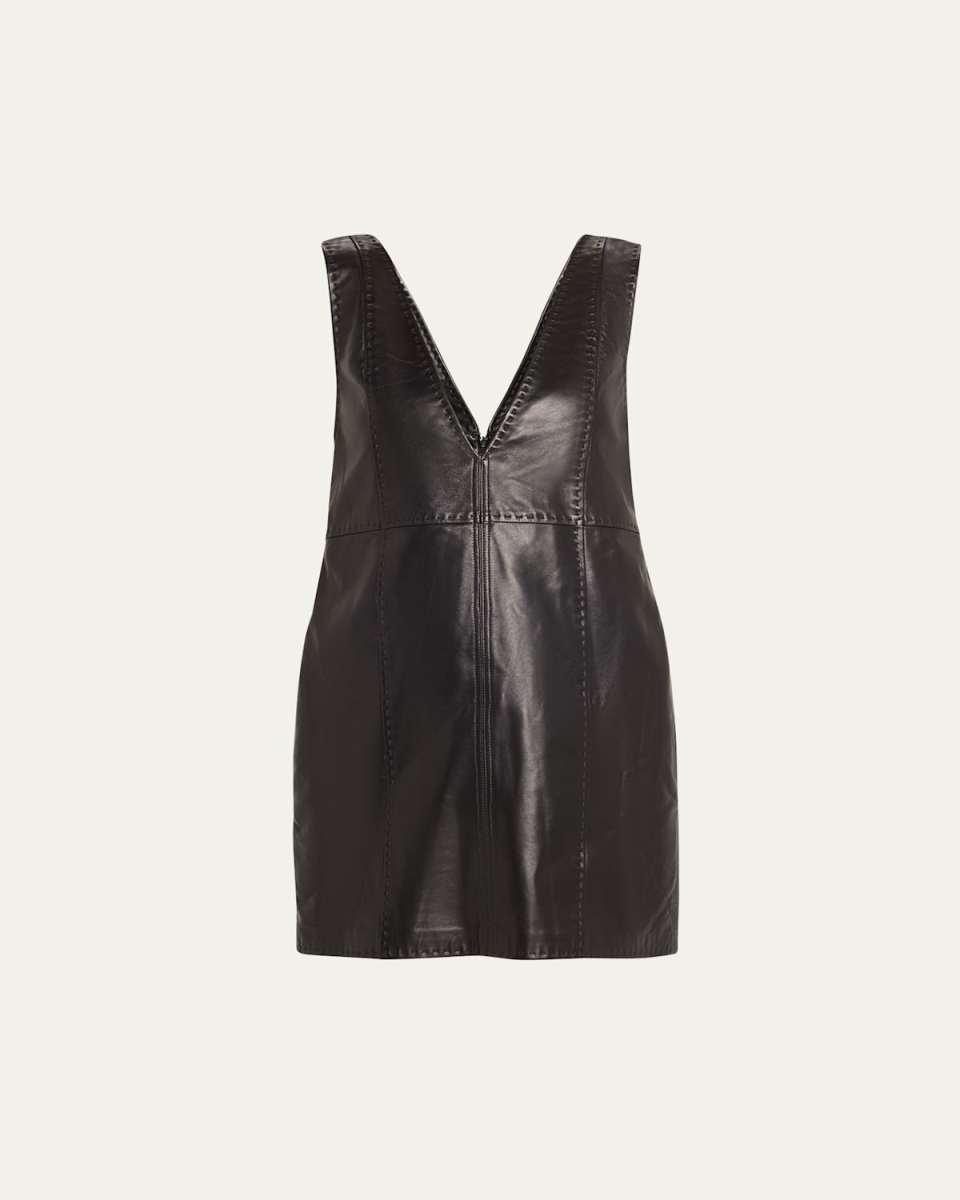 Marta Leather Mini Pinafore Dress