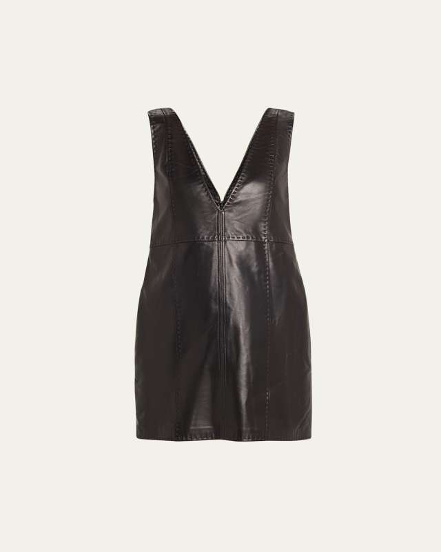 Marta Leather Mini Pinafore Dress