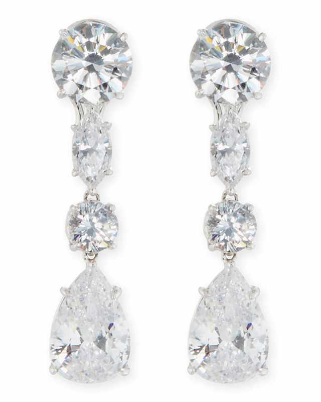 Mixed-Cut CZ Drop Earrings