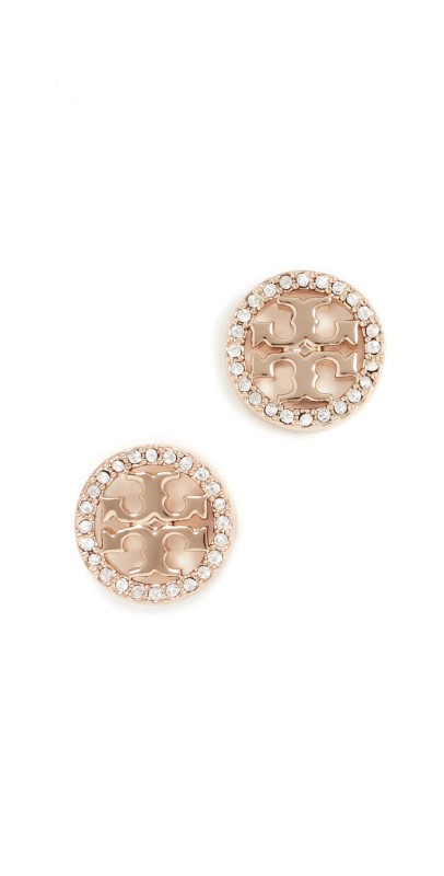 Tory Burch Miller Pave Stud Earrings Tory Gold/Crystal