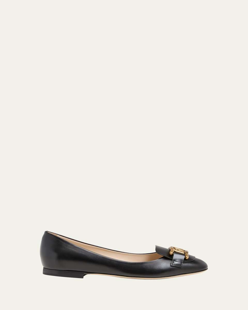 Leather Chain Ballerina Flats