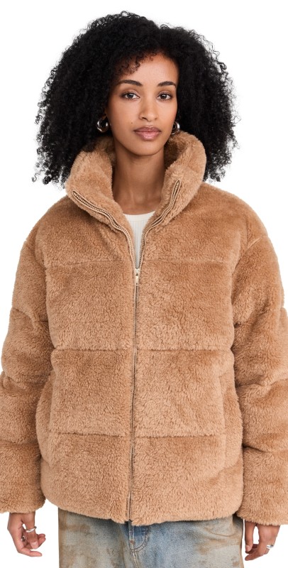 UGG Emmalyn Ugg Fluff Puffer Jacket Camel