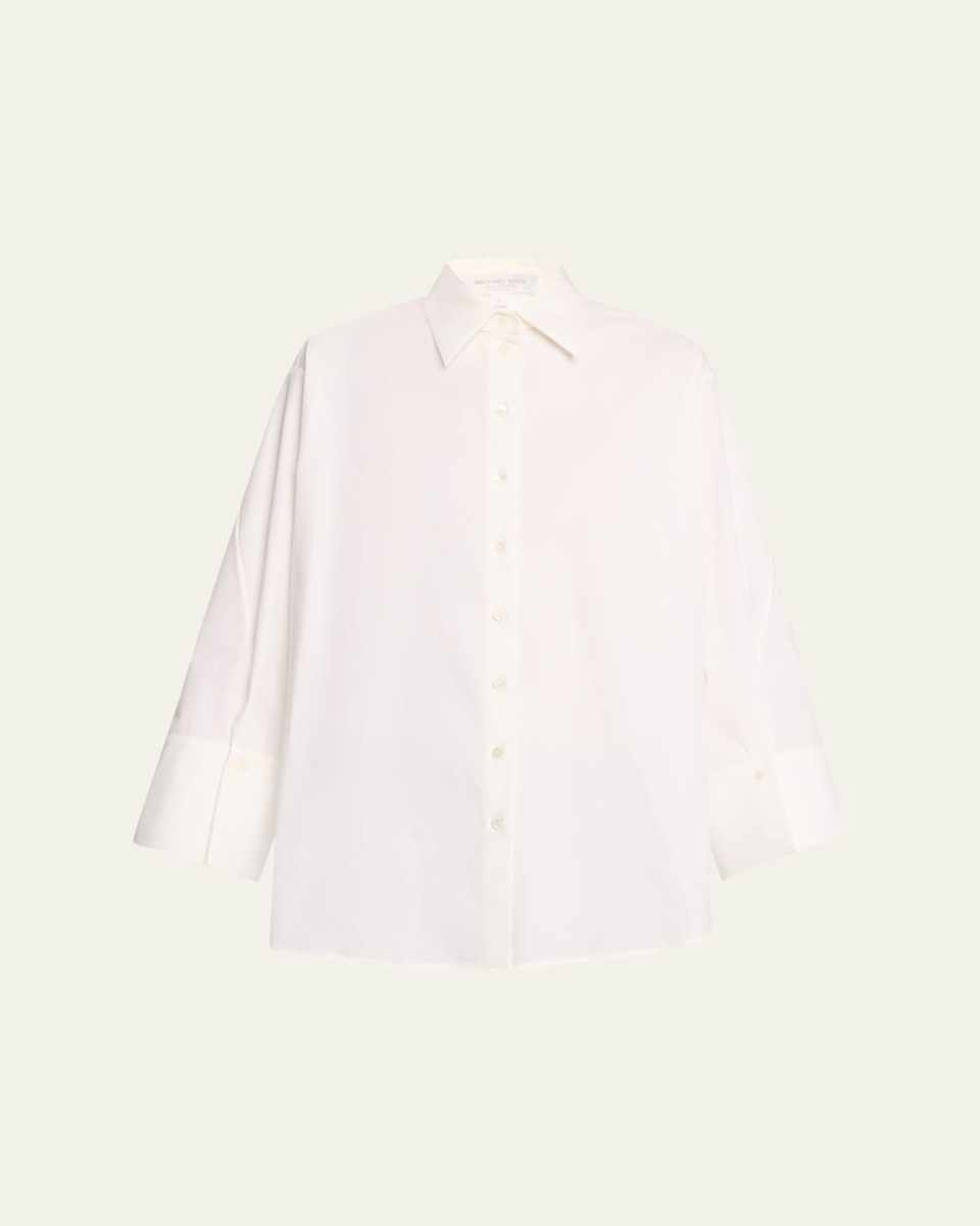 Spiral Sleeve Oversized Button Down Top
