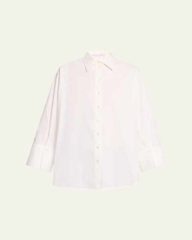 Spiral Sleeve Oversized Button Down Top