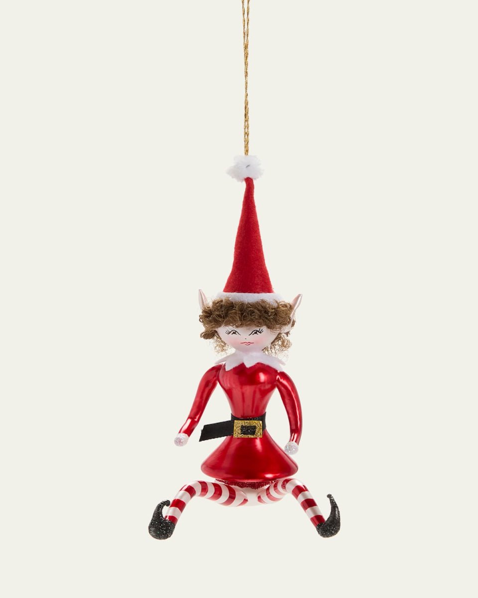 Sitting Elf Christmas Ornament