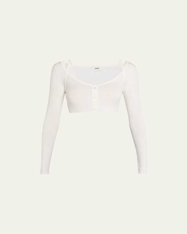 Ribbed Cold-Shoulder Crop Top