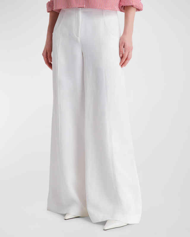 Demie Wide-Leg Linen-Blend Pants