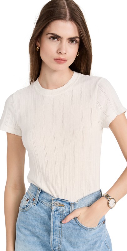 RE/DONE Pointelle Baby Tee Vintage White