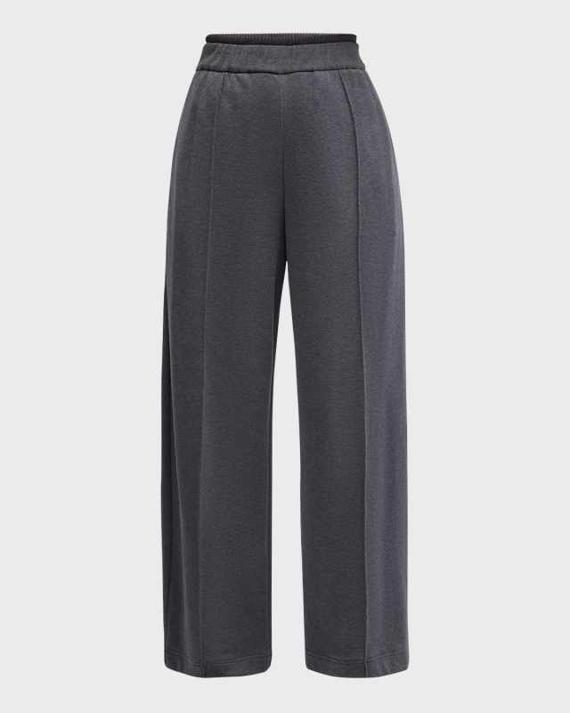 Monili Waistband Felpa Wide-Leg Pull-On Pants