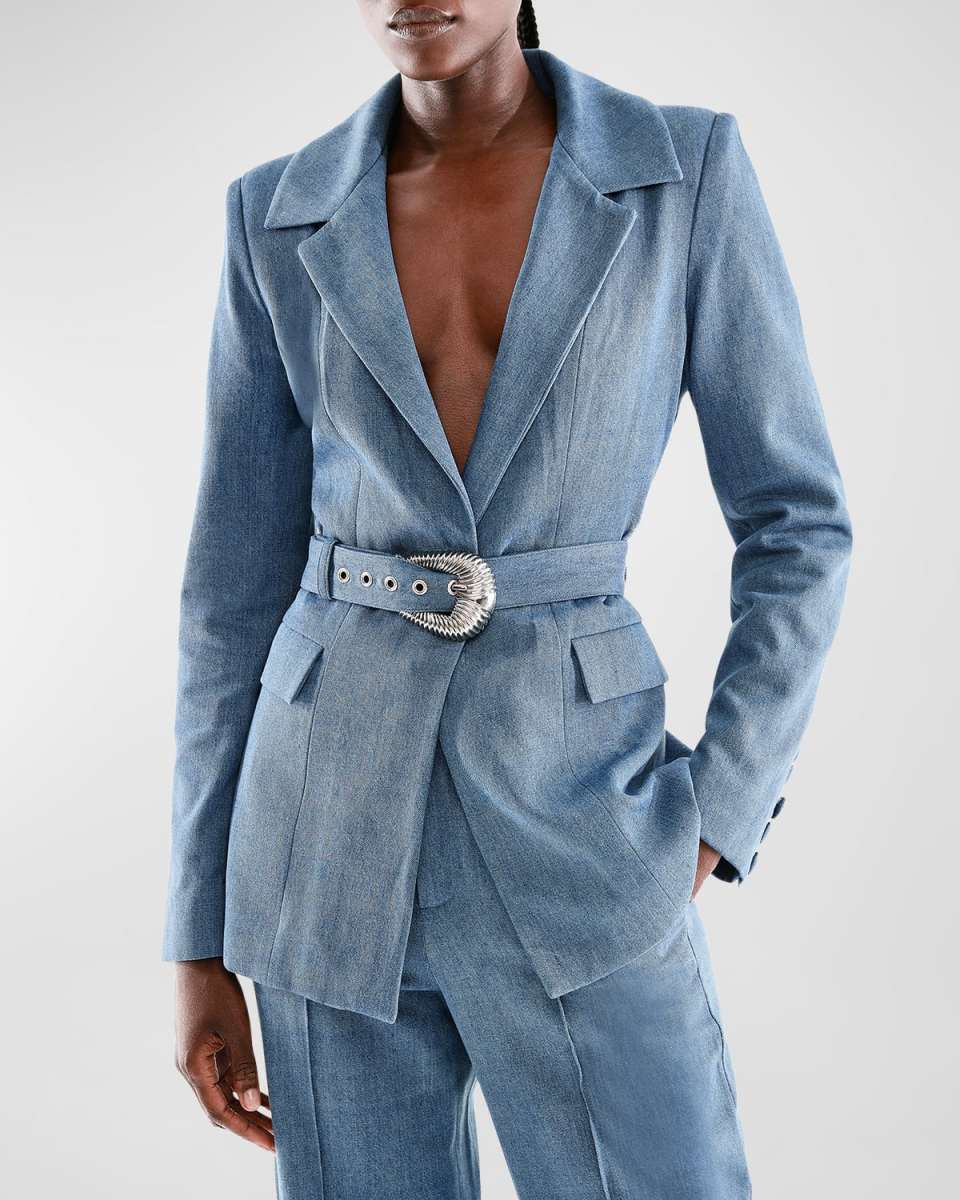 Dominga Belted Denim Blazer