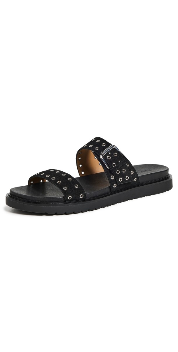 Madewell The Dee Double Strap Slide Sandals True Black