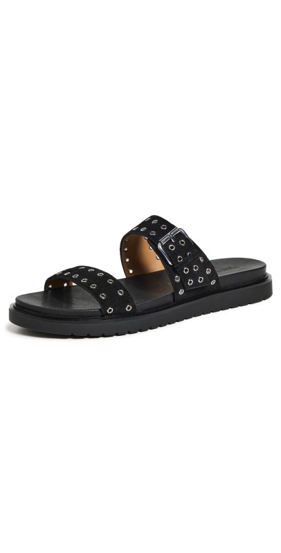 Madewell The Dee Double Strap Slide Sandals True Black