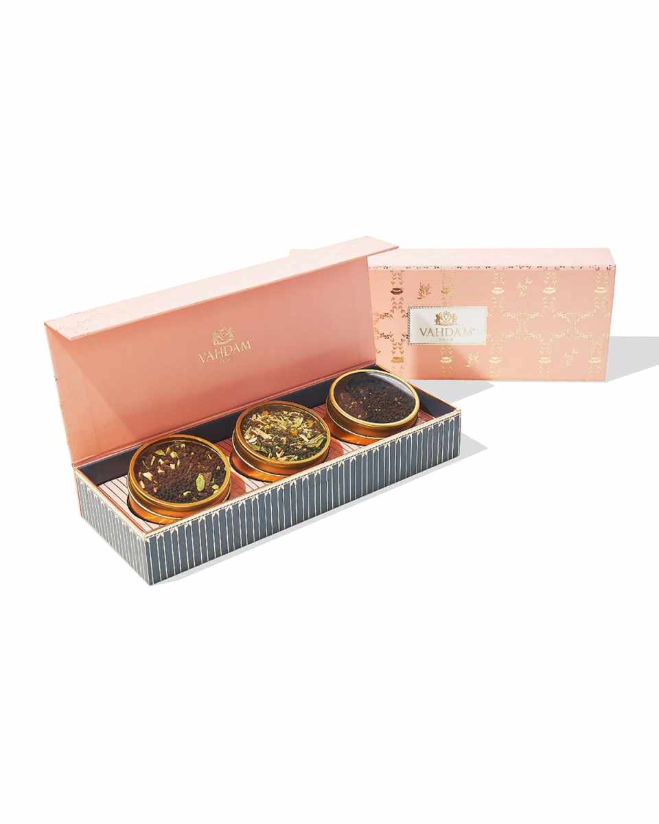 Blush - Luxurious Tea Gift Set 3 Flavors Packed in Gold Tin Caddies