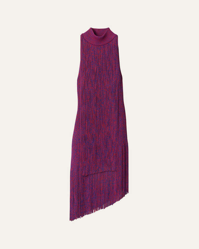 Asymmetric Fringe Midi Dress