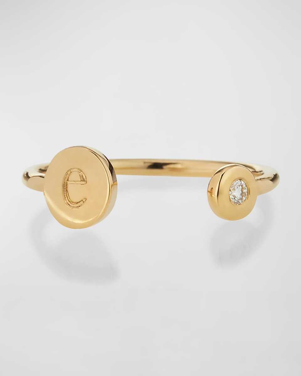 Rocha 14k Gold Initial Open Diamond Ring