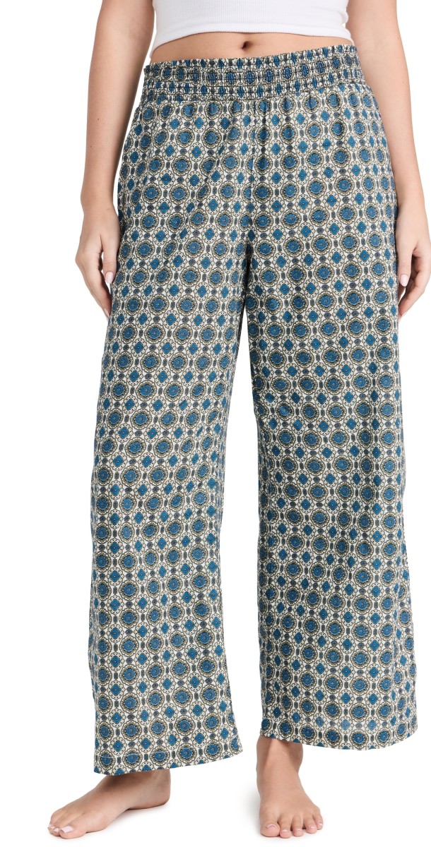 THE GREAT. The Smocked Sleep Pants Geo Medallion Print