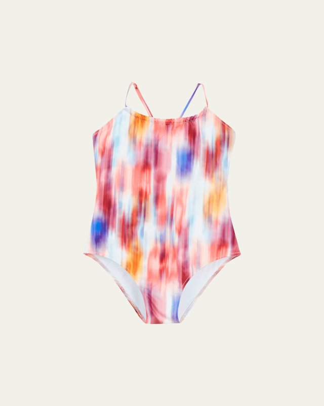 Girl's Gazette Tie Dye-Print Swimsuit, Size 2-12