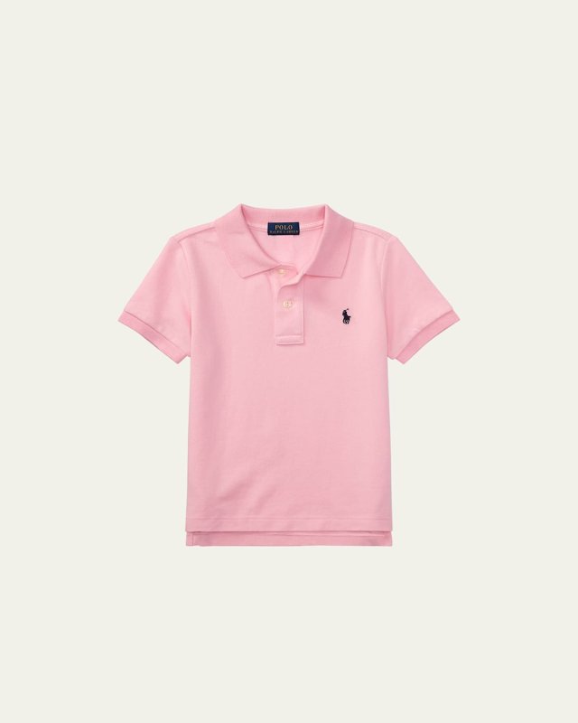 Boy's Short-Sleeve Logo Embroidery Polo Shirt, Size 4-
