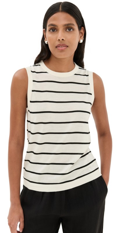 Jenni Kayne Merino Tank Ivory/Black Stripe