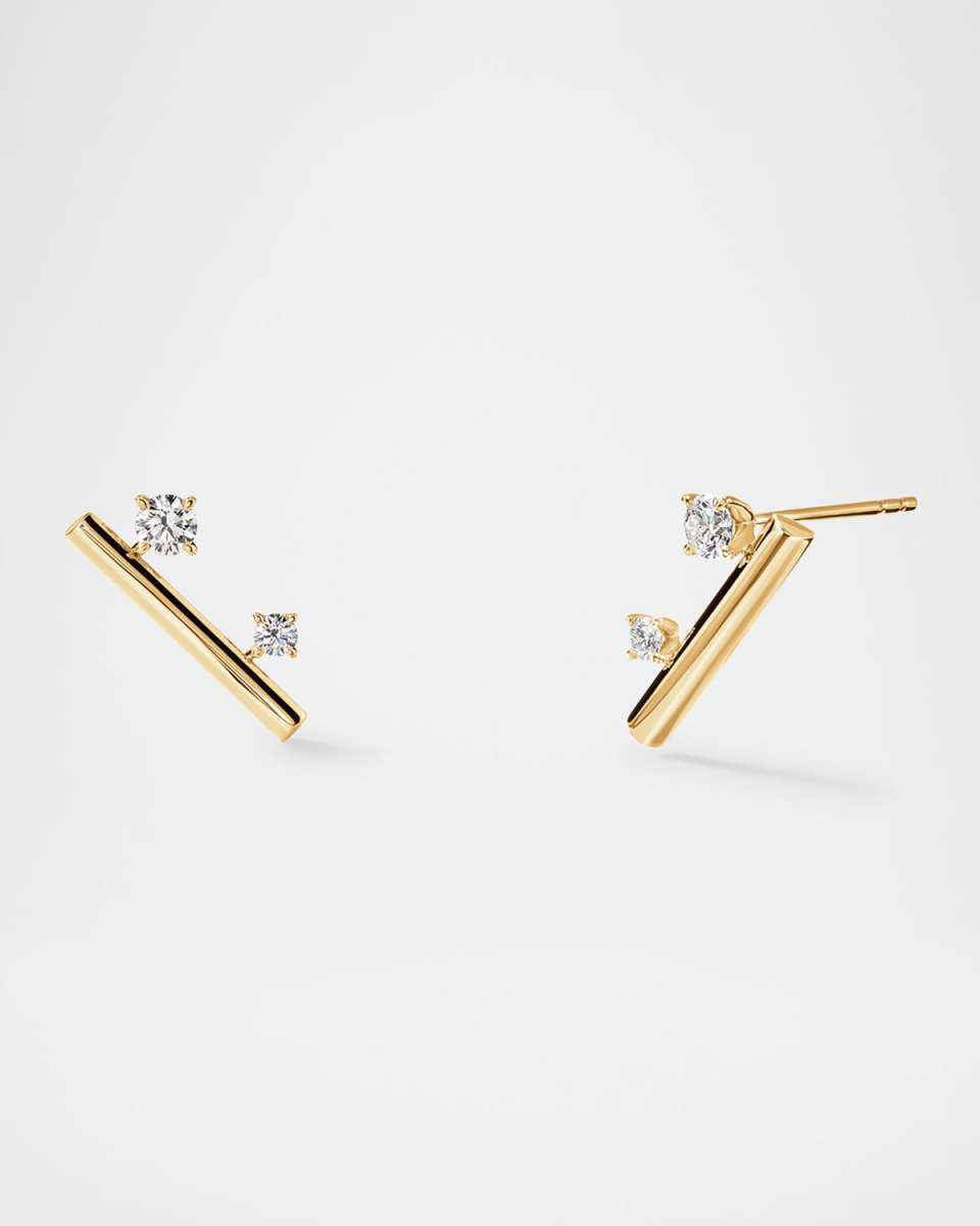 Barre 18K Yellow Gold Floating Diamond Climber Earrings