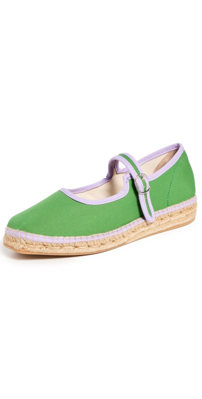 Naguisa Peonia Mary Jane Espadrilles Green/Lilac