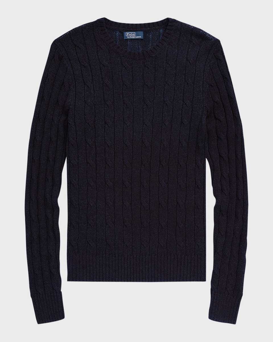 Cable-Knit Cotton-Blend Crewneck Sweater