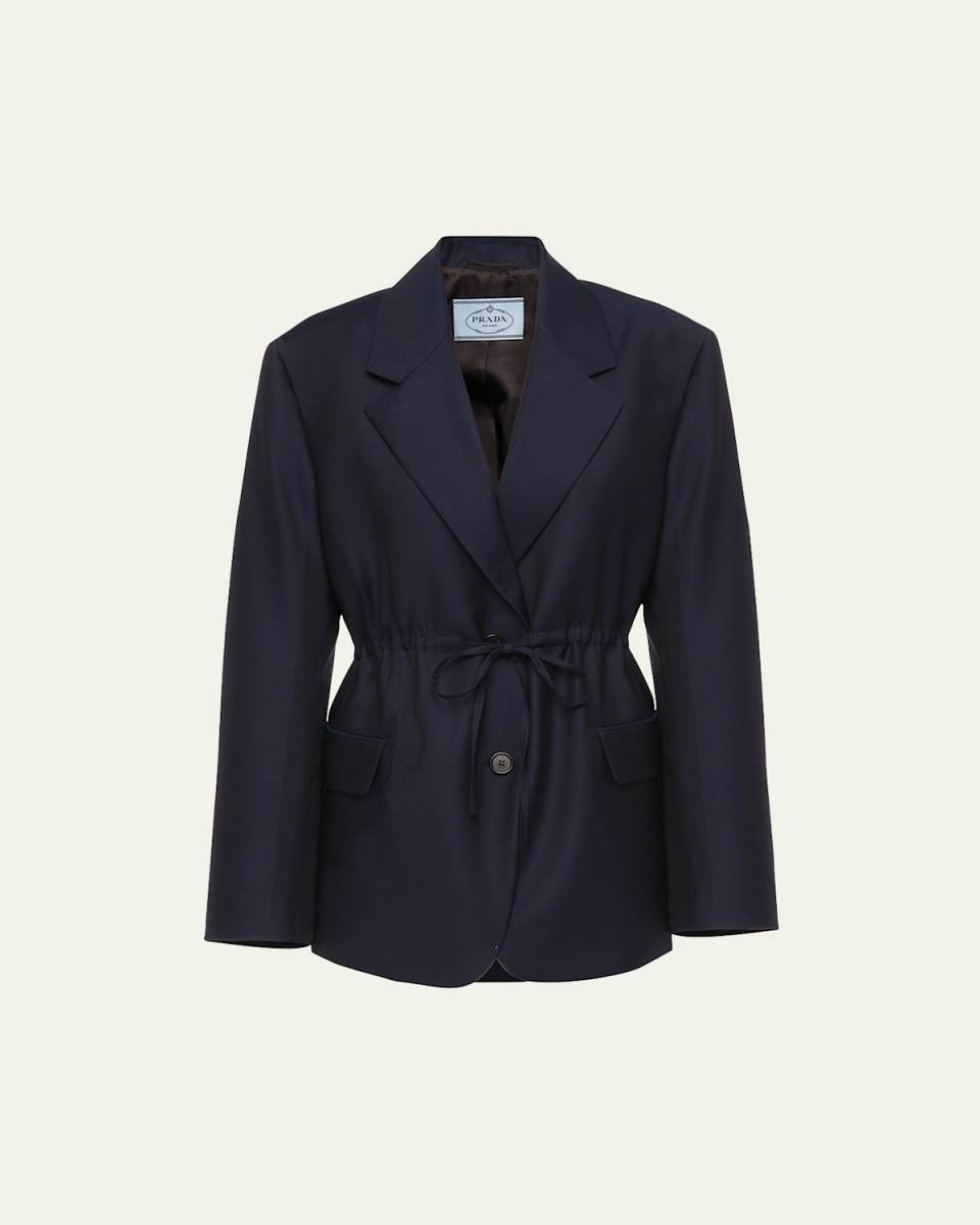 Drawstring Wool Blazer