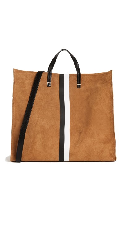 Clare V. Simple Tote Camel Suede w/ Black and Whit