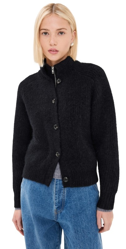 3.1 Phillip Lim Infinity Placket Double Closure Cardigan Black
