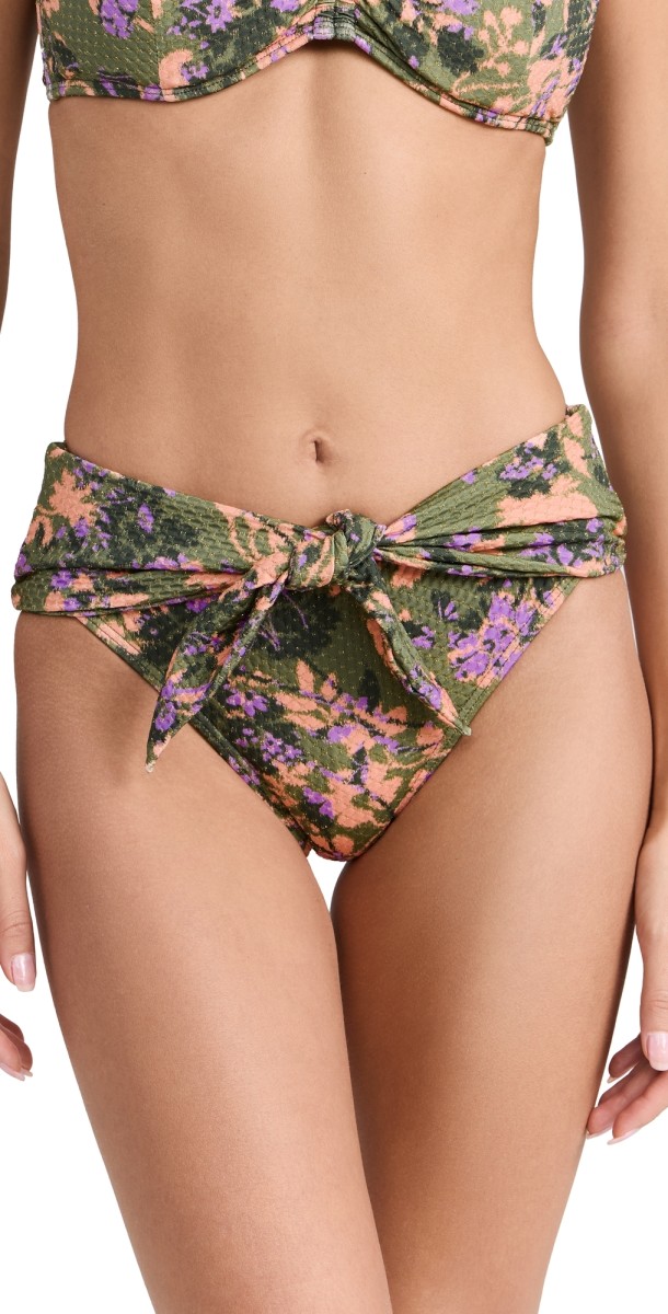 Shoshanna The High Waist Bikini Bottoms Olive/Lavender