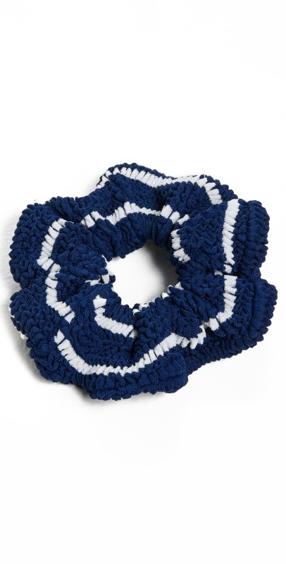 Hunza G T Stripe Crinkle Navy/White Scrunchie Navy/White